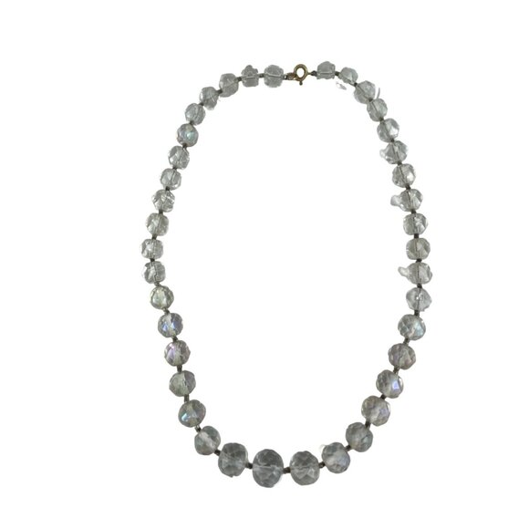 Vintage 1930s Fine Crystal Necklace With Faceted Beads 16 Inches Elegant Jewelry - Picture 5 of 8
